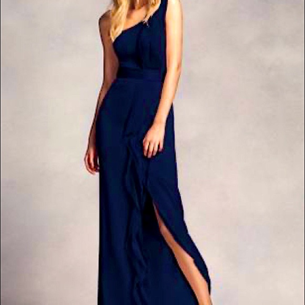 Vera Wang one shoulder ruffle dress